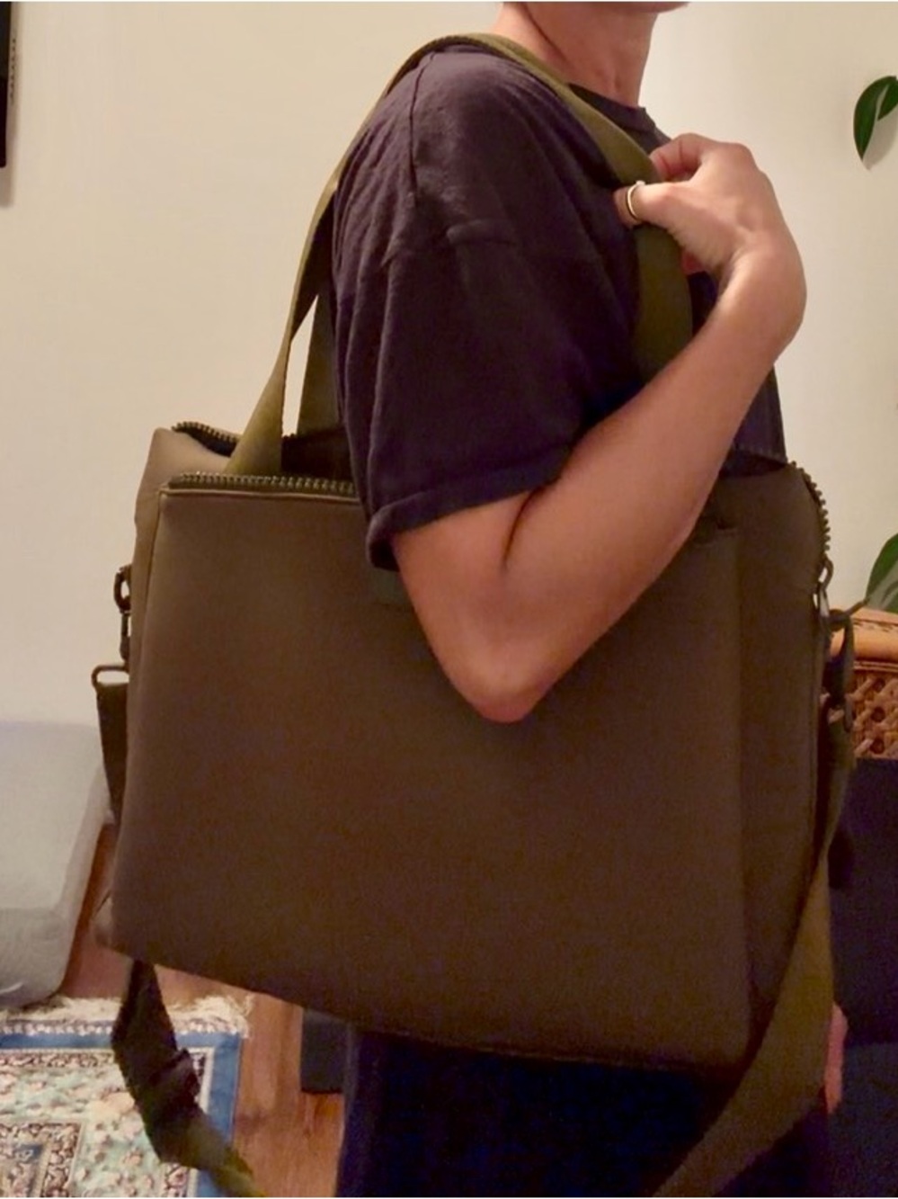 Dagne Dover Neoprene Laptop Bag in Dark Moss - Picture 12 of 12